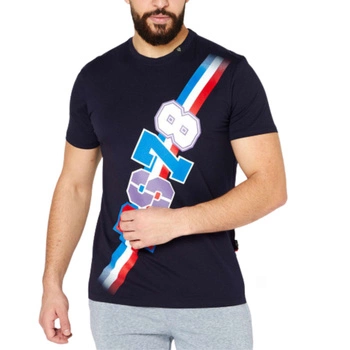 Koszulka męska Plein Sport t-shirt z nadrukiem bawełniana granatowa