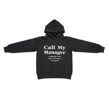 Bluza młodzieżowa Little Eleven Paris Call Me czarna z kapturem dresowa