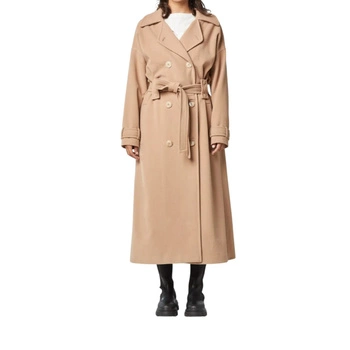 Płaszcz damski Sinequanine Marie długi karmelowy wełniany klasyczny