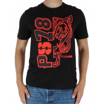 Koszulka męska Plein Sport t-shirt czarny z nadrukiem czerwonym