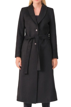 Płaszcz damski Dewberry długi grafitowy klasyczny