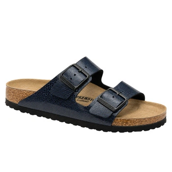 Klapki damskie Birkenstock Arizona BS birko-flor ze skórzaną wkładką granatowe r. 41