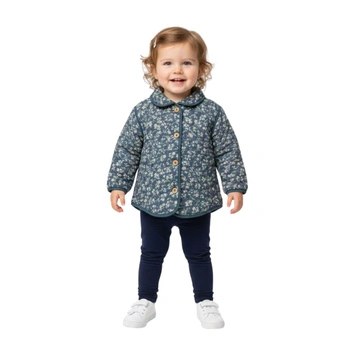 Kurtka dziewczęca Zara Baby niebieska w kwiaty r. 86