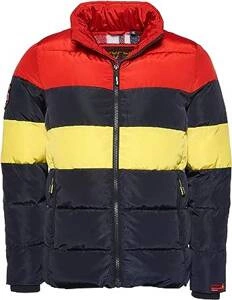 Kurtka męska Superdry Colour Stripe Sports Puffer zimowa czarno czerowna