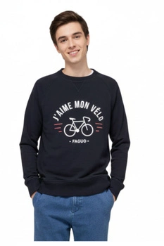 Bluza męska Faguo Danrey klasyczna dresowa granatowa z nadrukiem r. S