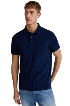 Koszulka polo męska Desigual SKULL granatowa r. S