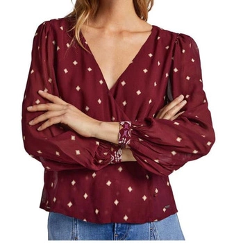 Bluzka damska Pepe Jeans Graciella bordowa w kropki