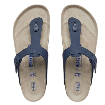 Klapki męskie Birkenstock Medina japonki skórzane granatowe