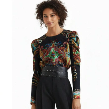 Bluzka damska Desigual Ravvel bufiaste rękawy r. XS