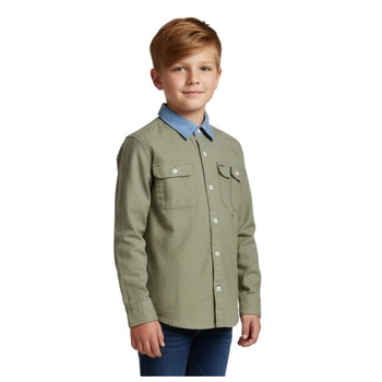 Koszula dziecięca Tommy Hilfiger zielona z długim rękawem