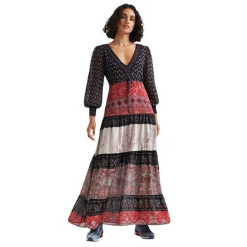 Sukienka damska Desigual Estambul maxi z długim rękawem czarna