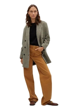 Płaszcz damska Mango Darwin wełniany w pepitkę