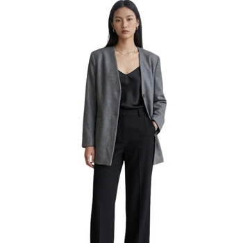 Marynarka damska Mango Americana Judo oversize szara casualowa