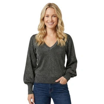 Sweter damski VilaViklano błyszczący z metaliczną nicią