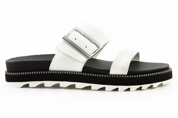 Klapki damskie Sorel Roaming skóra naturalna białe