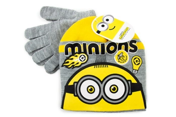 Komplet czapka rękawiczki Minions The Rise Of Gru dla chłopca zimowy szary