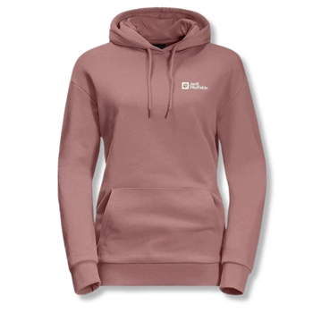 Bluza damska Jack Wolfskin Essential z kapturem bawełniana różowa