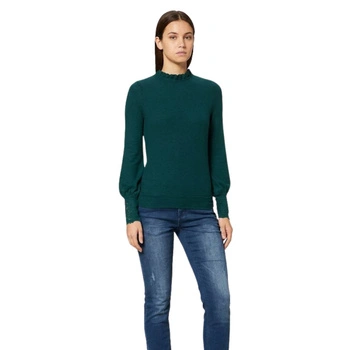 Sweter damski Naf Naf Soma zielony ze stójką ciepły modny