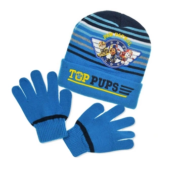 Komplet czapka rękawiczki Disney Paw Patrol zimowy niebieski w paski