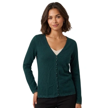 Sweter damska Naf Naf Alina Gilet zielony zapinany