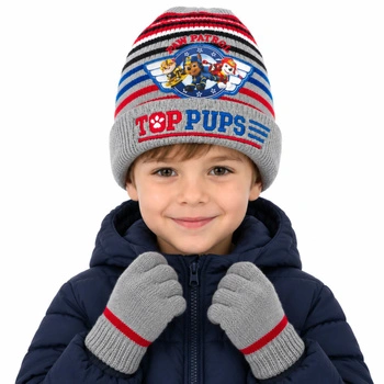 Komplet czapka rękawiczki Disney Paw Patrol zimowy szary