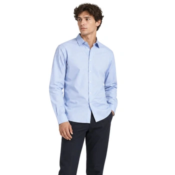 Koszula męska Lacoste Slim Fit Poplin Shirt wzorzysta niebieska r. S/M