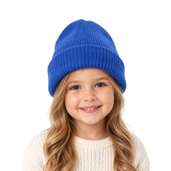 Czapka beanie dziecięca Zara z wełną niebieska r. 54