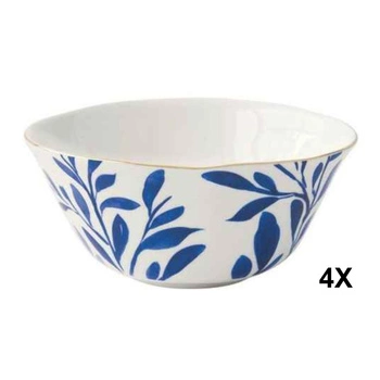 Zestaw 4 porcelanowych miseczek Lovli Elegance 16 cm – biało-niebieskie