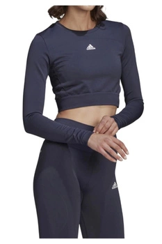 Koszulka damska Adidas Sml Fit z długim rękawem granatowa