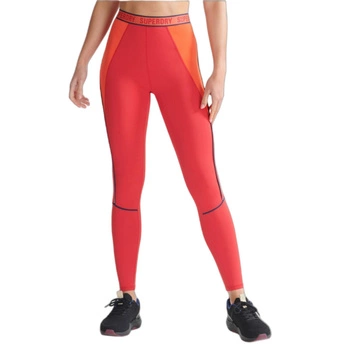 Legginsy damskie Superdry Train Branded Elastic Tight sportowe czerwone