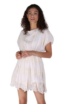 Sukienka damska Fracomina kremowa mini z koronką