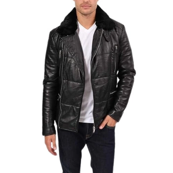 Kurtka męska skórzana Blue Wellford Louison ramoneska skóra owcza czarna