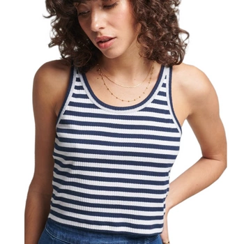 Koszulka damska Superdry Vintage Crop na ramiączkach w paski granatowy