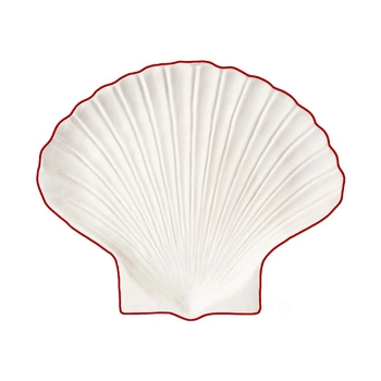 Talerzyk deserowy ByOn Shell Line dolomit biało-czerwony muszla