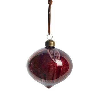 Zestaw 6 szklanych bombek choinkowych Lene Bjerre Nosille bordowy bączek