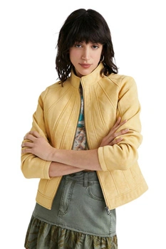 Kurtka damska Desigual Mar zamszowa żółta