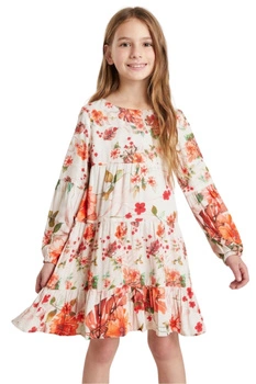 Sukienka dziewczęca Desigual Yhjandira z falabnami w kwiaty