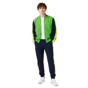 Kompletny męski dres Lacoste Sport spodnie + kurtka zielony r. XS