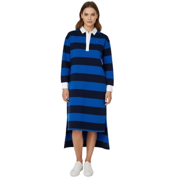 Sukienka damska Tommy Hilfiger w paski z kołnierzykiem bawełniana