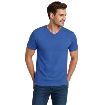 Koszulka męska Fruit of the Loom Valueweight V-Neck klasyczna niebieska t-shirt r. XL