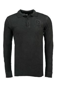 Koszulka chłopięca polo Geographical Norway Kacolino z długim rękawem czarna