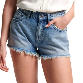 Spodenki damskie Superdry Lace Hot szorty jeansowe niebieskie