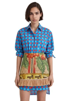 Spódnica damska Desigual x Stella Jean Fresh Coffe z motywem worka kawy