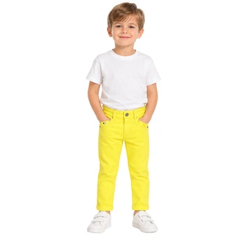 Spodnie chłopięce Mayoral kalsyczne slim fit żółty r. 98