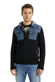 Sweter męski Desigual Anthony czarny z kapturem