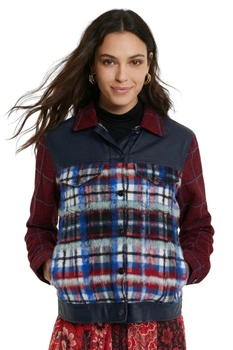 Kurtka damska Desigual Ingrid krótka przejściowa w kratę