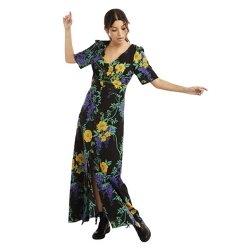 Sukienka damska Naf Naf Lemonade czarna maxi z rozcięciem