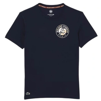 Koszulka unisex Lacoste x Roland Garros t-shirt bawełniany o regularnym kroju granatowy r. XXS