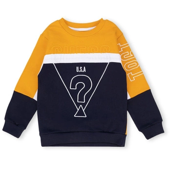 Bluza niemowlęca Guess z logo granatowo żółta