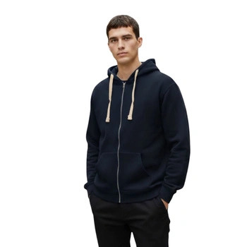 Bluza męska Zara bawełnana granatowa klasyczna z kapturem